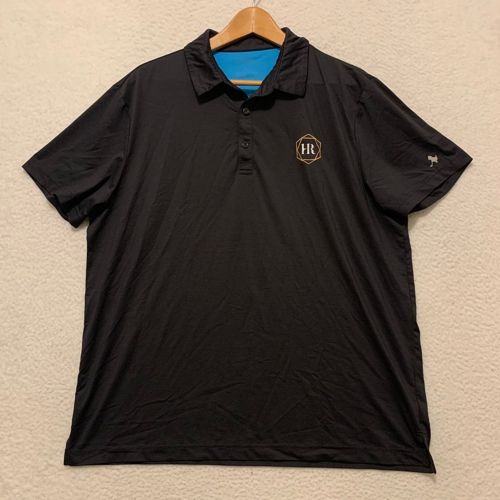 Birdie Bound Performance Polo Shirt Mens L HR Logo Stretch Golf Outdoors Black